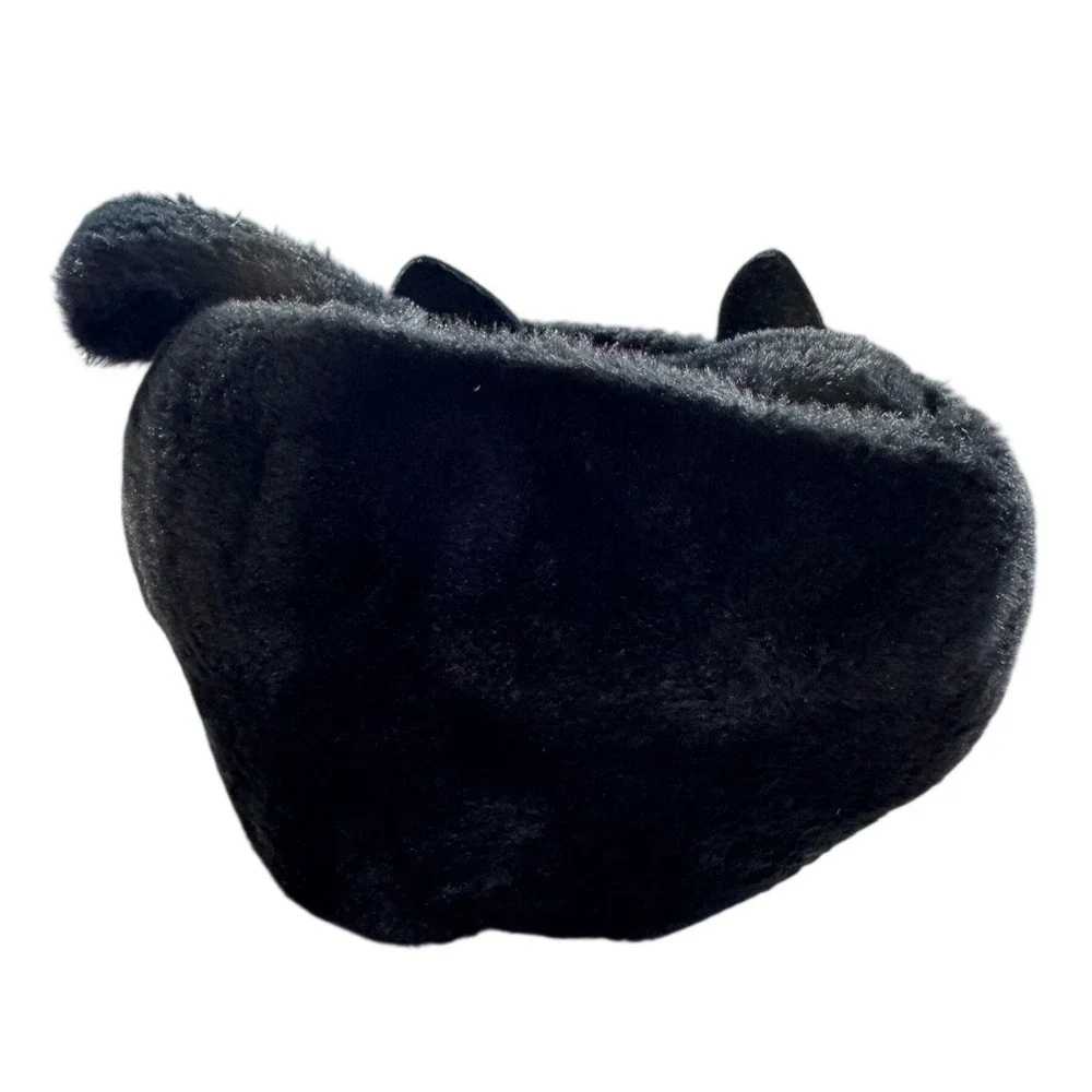 Greenbrier Black Cat Plush Halloween Trick or Treat Basket Purple Lining Fuzzy